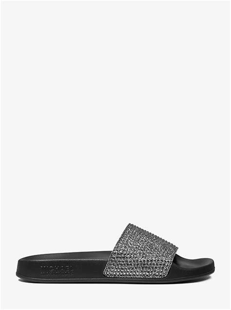 michael kors gilmore crystal embellished slide sandal|Michael Kors gilmore jewel sandals.